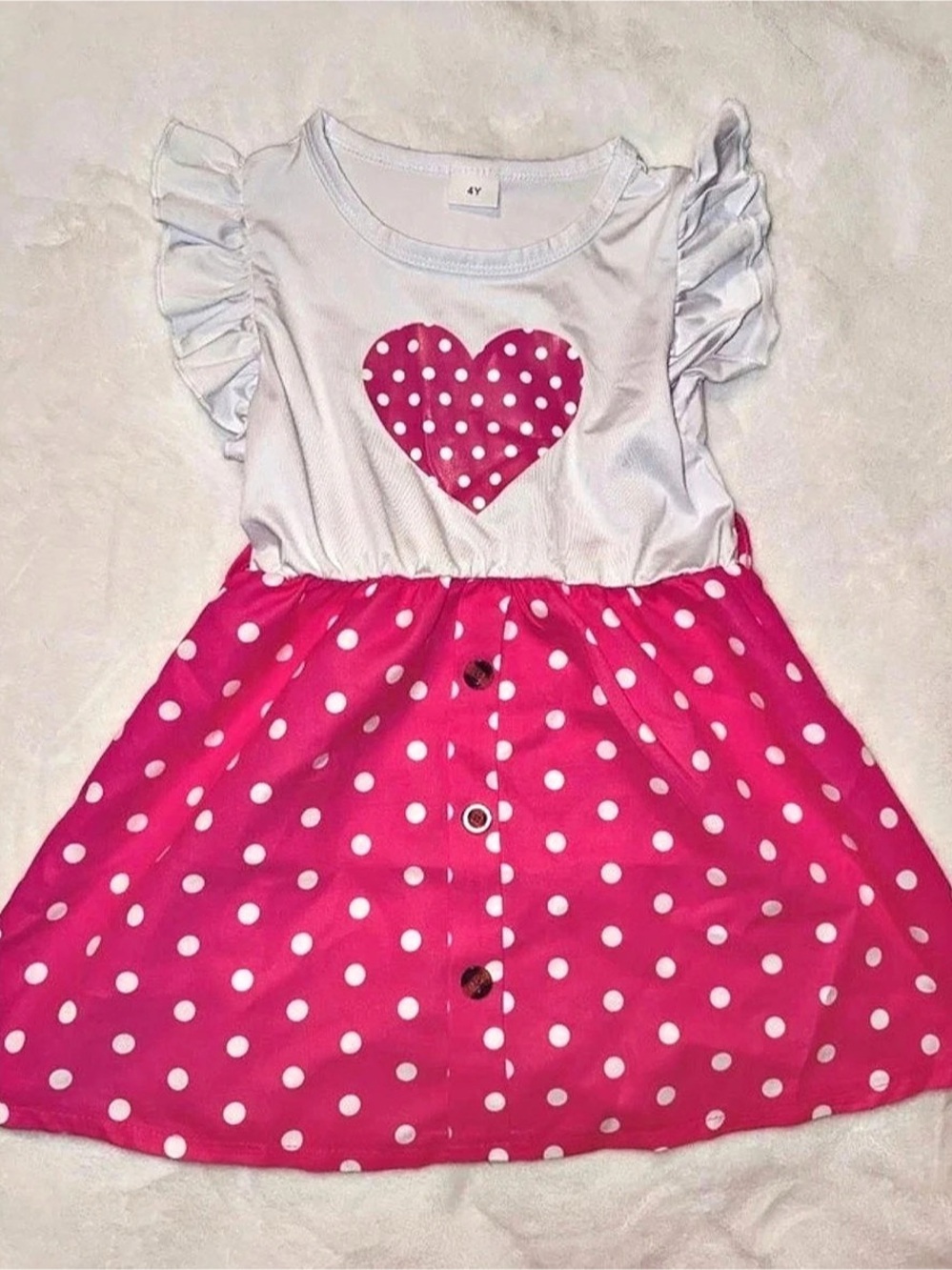 Baby Pink Polka Dot Dress Size 6M Like New